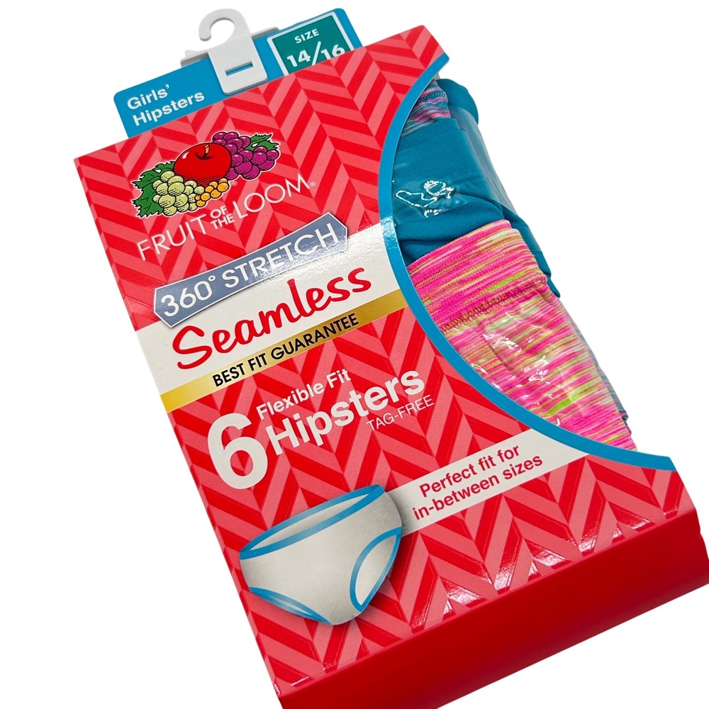 New Fruit of the Loom Hipster Girl 14/16 Seamless Underwear 6 Pack Flexible Fit